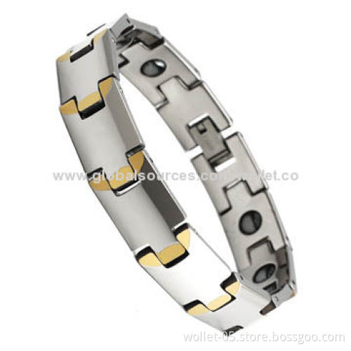 Fashionable Metal Bio Magnetic Bracelet, Made Of Tungsten, IP Gold Plating
